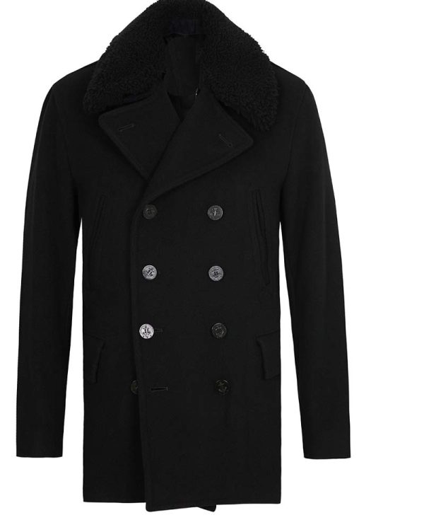 Men's Causal Wear Black Wool Peacoat